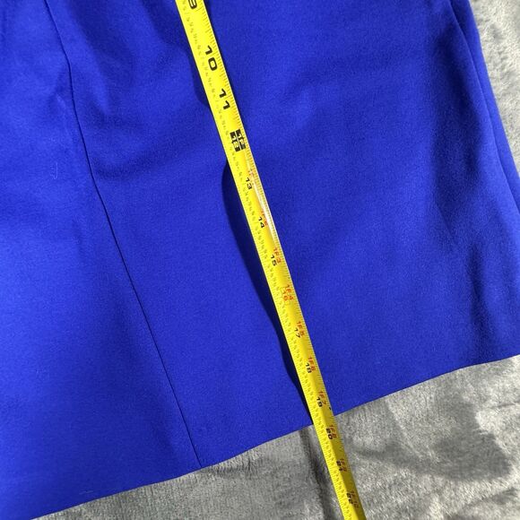Mario Serrani Sz 6 A-Line Skirt Size 6 Blue Front Faux Pocket Zip Rayon Blend - Picture 6 of 8